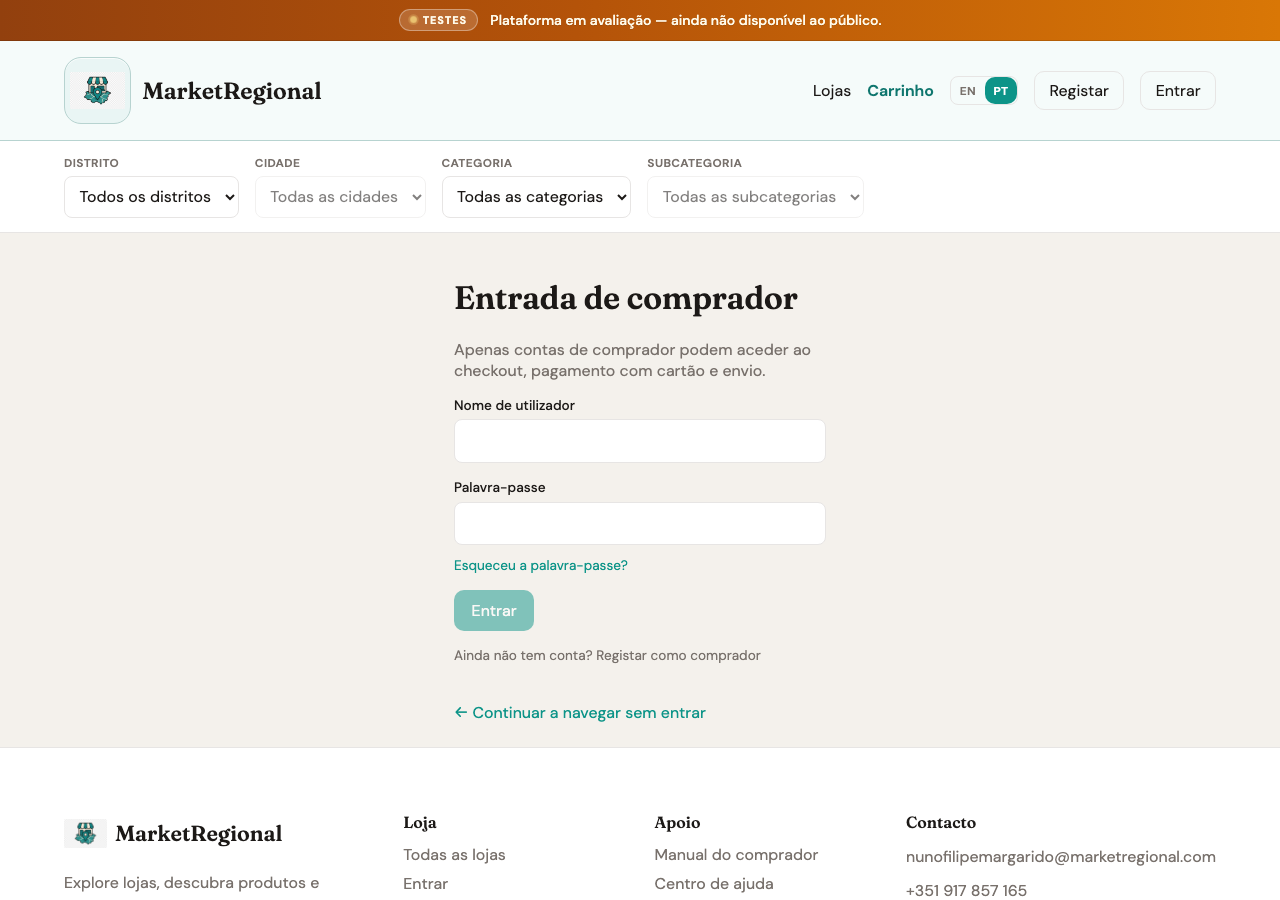 Store login page